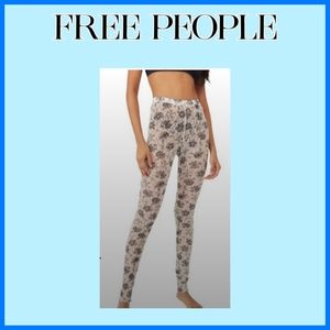 New Free People Layered In Lace Leggings, Size X-Small, Blue on White